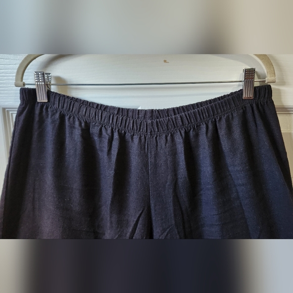 L & B women's black tiered ruffled crochet wide leg cropped pants women's size M - Picture 6 of 9